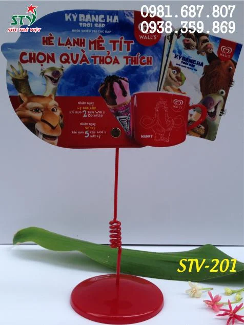 Wobbler để bàn lò xo quảng cáo đế nhựa STV-201