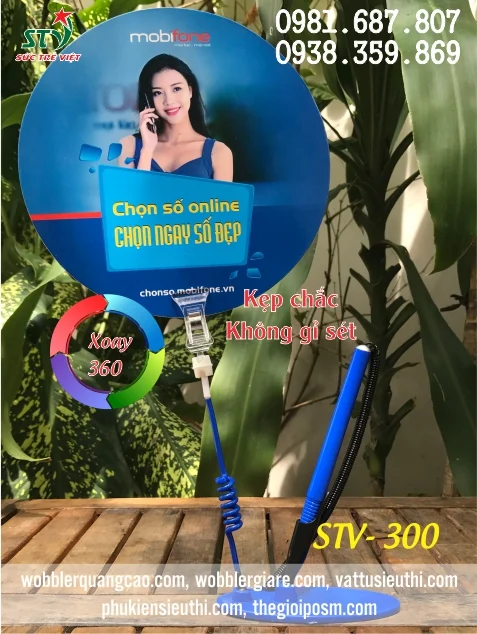 Wobbler để bàn có bút Mobifone