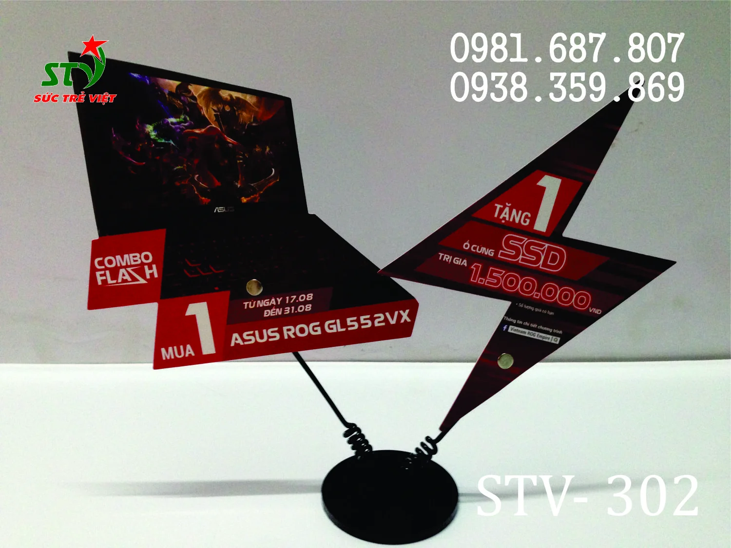 Wobbler để bàn 2 nhánh STV 300 chân đế nhựa