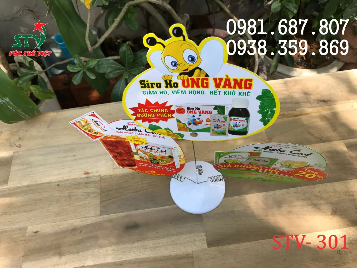 Cụm Wobbler 3 nhánh quảng cáo Siro Ho Ong Vàng