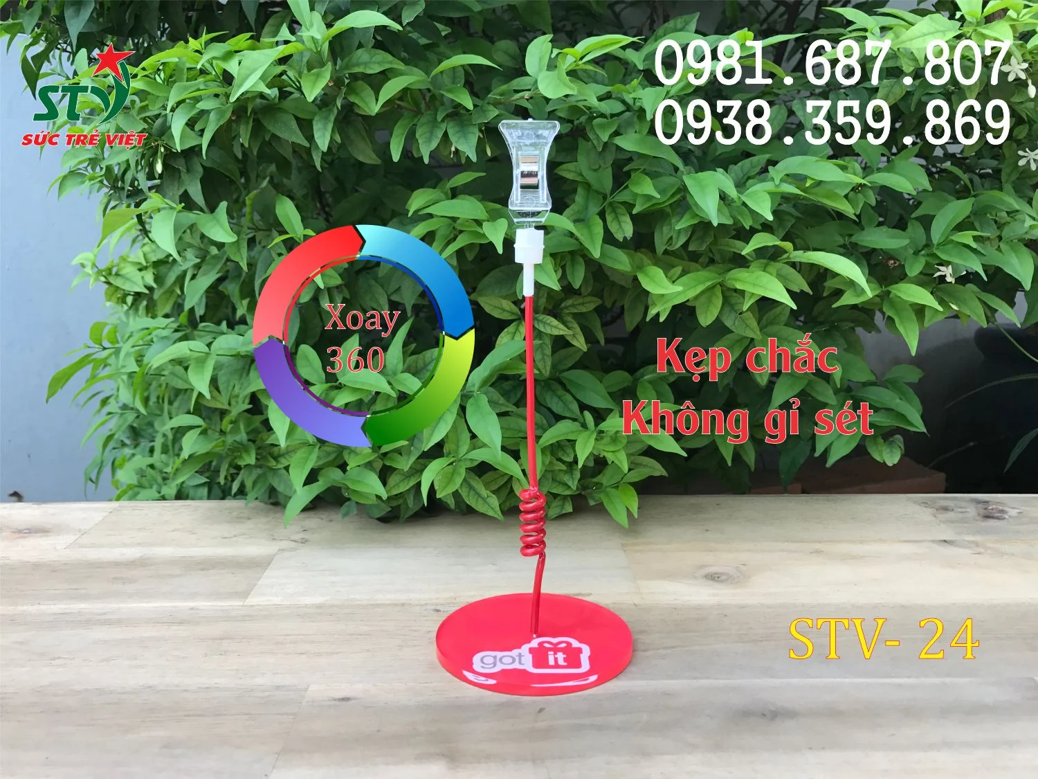 Wobbler để bàn GOT IT STV24 đế mica in logo thương hiệu
