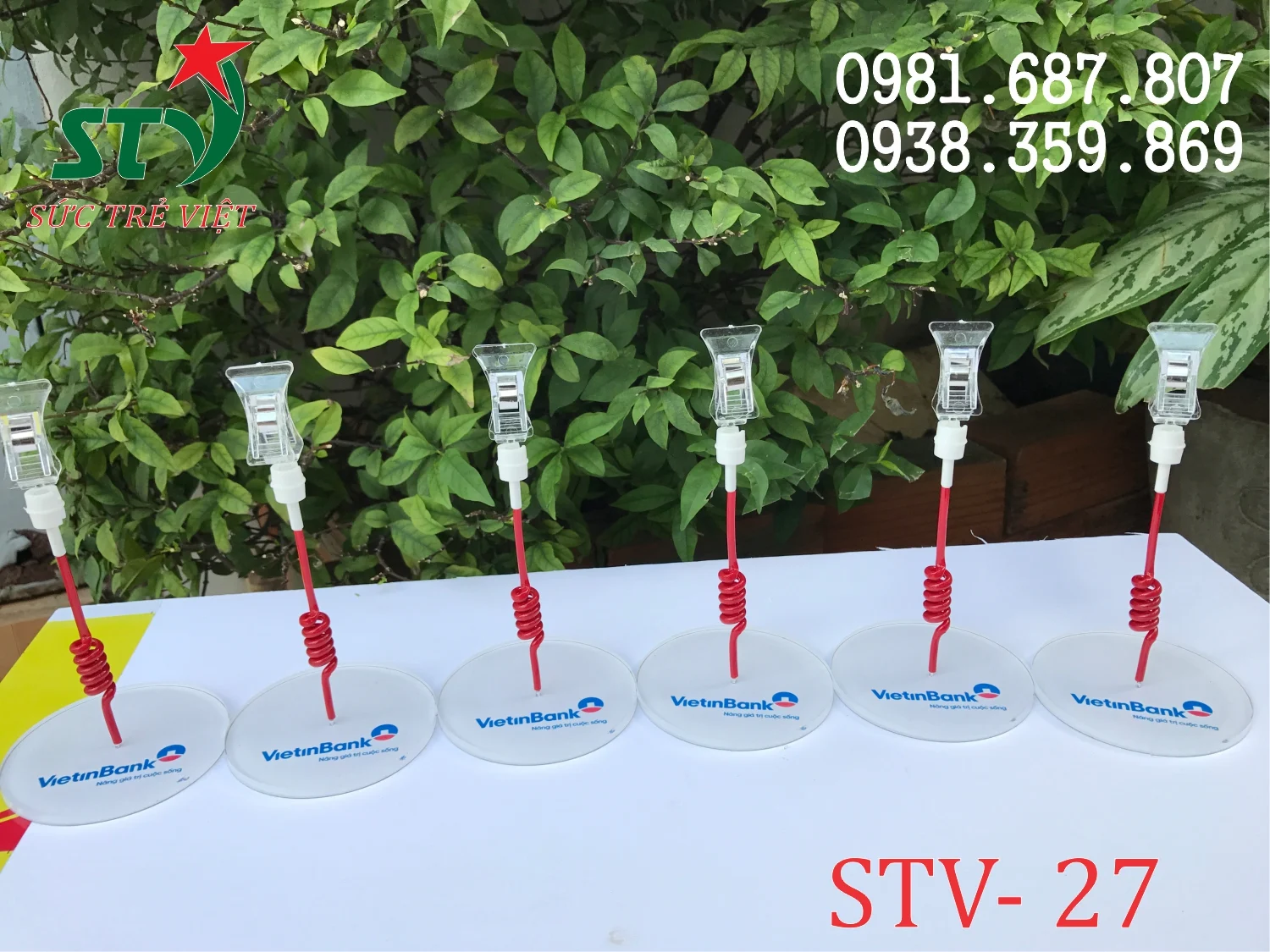 Chân đế mica STV27 in logo VietinBank