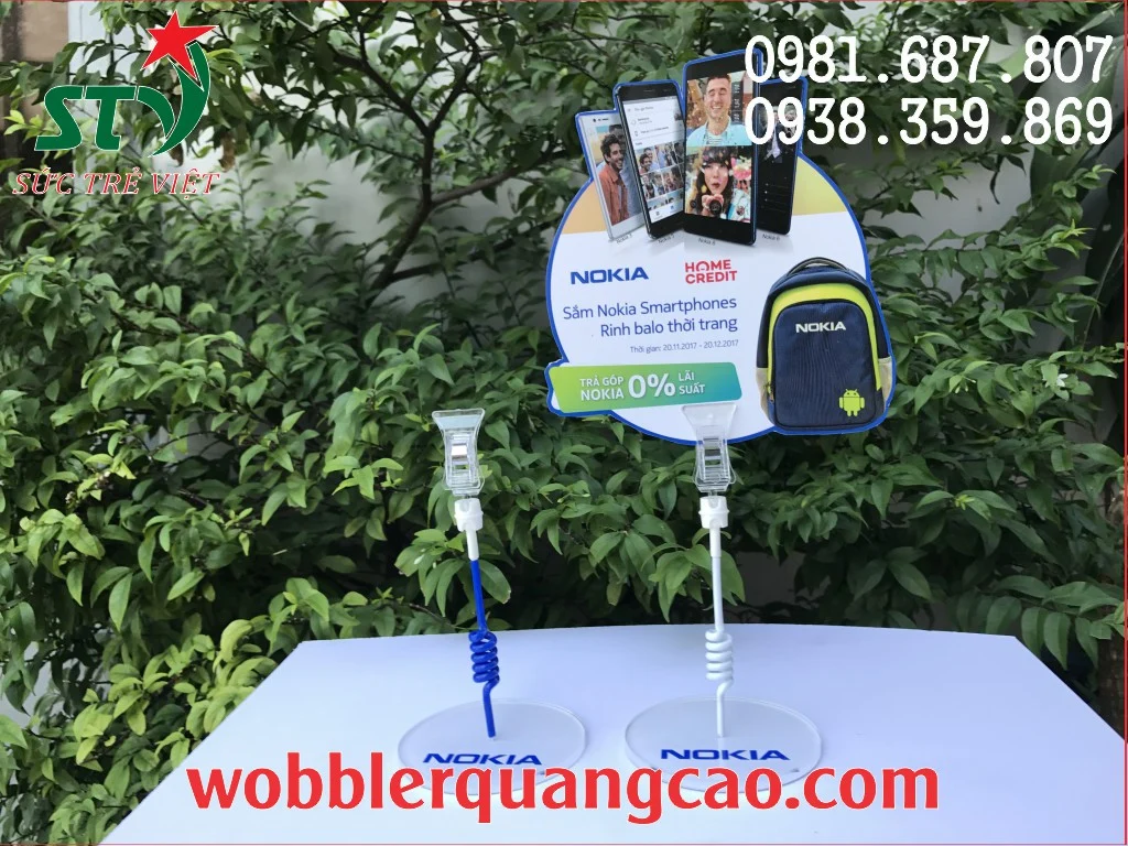 Wobbler để bàn Nokia đặt tại quầy trưng bày điện thoại
