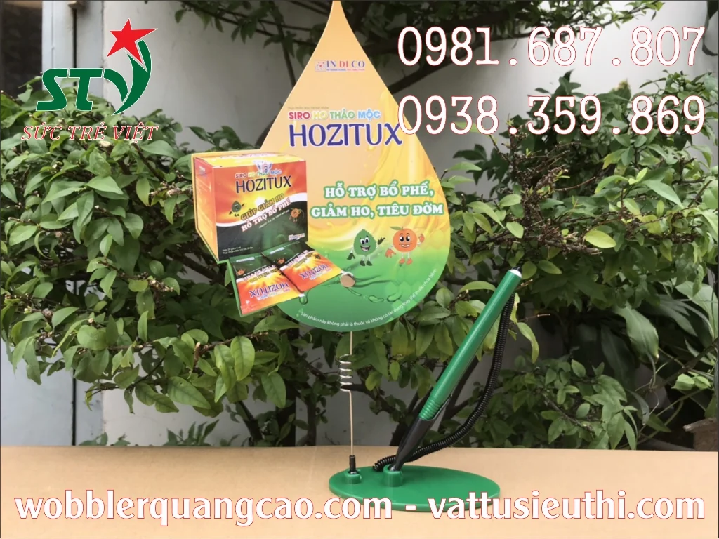 Wobbler để bàn có bút bi